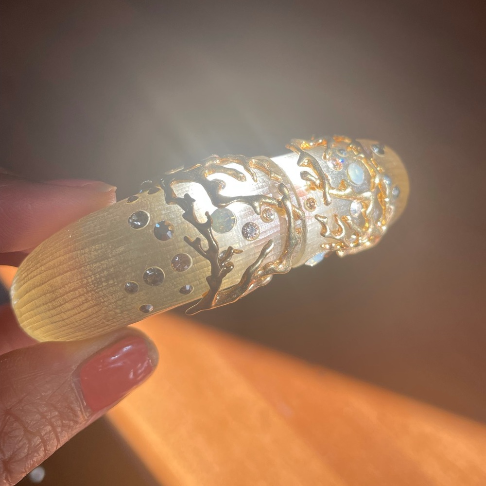 Large Alexis Bittar Gold, Swarovski and Lucite Bracelet